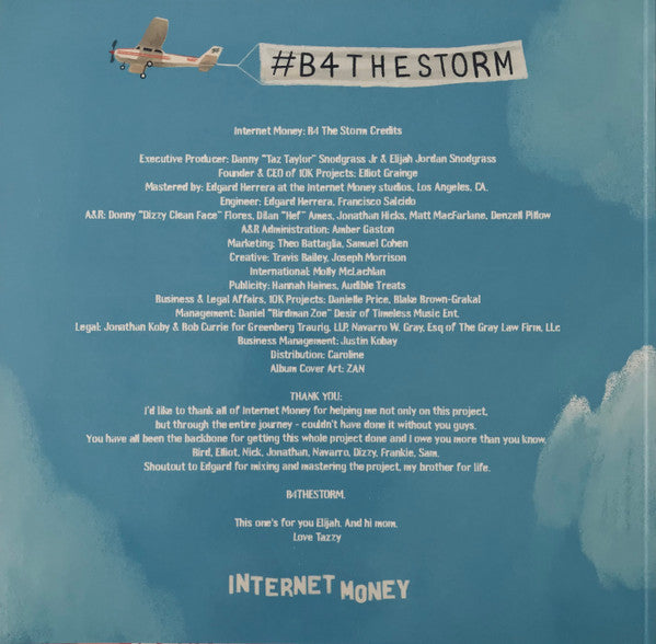 Image of Back Cover of LP - VG+/VG+ - INTERNET MONEY, B4 The Storm (Internet Money Records; none, US 2020, Gatefold, Clear vinyl), ,  - 3025332E