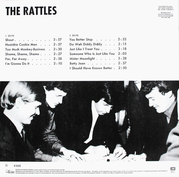 Image of Back Cover of LP - VG+/VG+ - THE RATTLES, Star-Club Show 1 (Star-Club Records; SCLP 4.00194 J, Germany 1986, White Vinyl), ,  - 3015309C