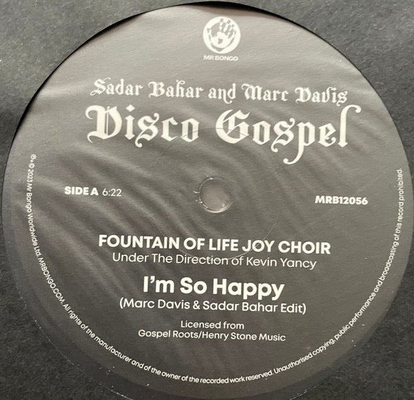 Image of Label Cover of 12" - VG/VG+ - SADAR BAHAR AND MARC DAVIS, Disco Gospel (Mr Bongo; MRB12056, UK 2023), ,  - 3016053C