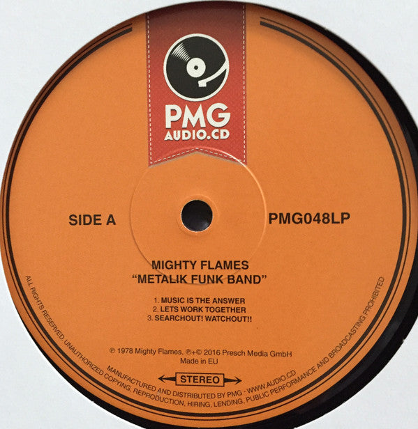 Image of Label Cover of LP - VG+/VG+ - MIGHTY FLAMES, Metalik Funk Band (PMG; PMG048LP, Austria 2016 Reissue), ,  - 3025367E