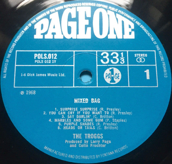 Image of Label Cover of LP - VG/VG+ - THE TROGGS, Mixed Bag (Page One; POLS 012, UK 1968, Laminated Flipback Sleeve), ,  - 3025409E