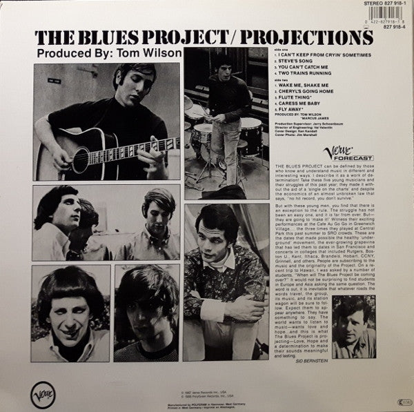 Image of Back Cover of LP - VG/VG - THE BLUES PROJECT, Projections (Verve Records; 827 918-1, Germany 1986 Reissue), ,  - 2716089C