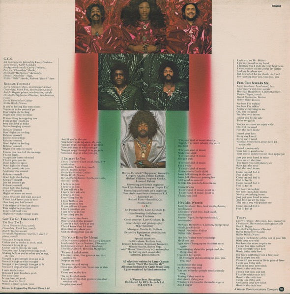 Image of Back Cover of LP - VG+/VG+ - GRAHAM CENTRAL STATION, Release Yourself (Warner Bros. Records; K56062, UK 1974), ,  - 4226334E