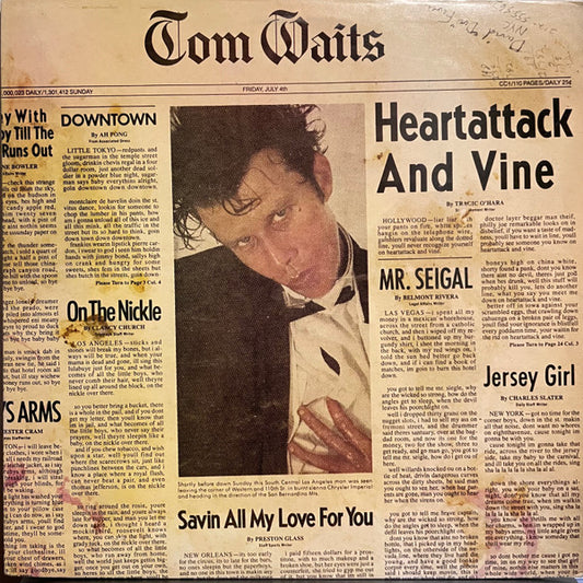 Image of Front Cover of LP - VG+/VG - TOM WAITS, Heartattack And Vine (Asylum Records; K 52252, UK 1980, Inner, Translucent Purple vinyl), , Listed as a misprint on Discogs but nothing is misprinted. Also listed as 'dark brown' when it's translucent purple. Light hairlines and very light edgewear. - 2226039E