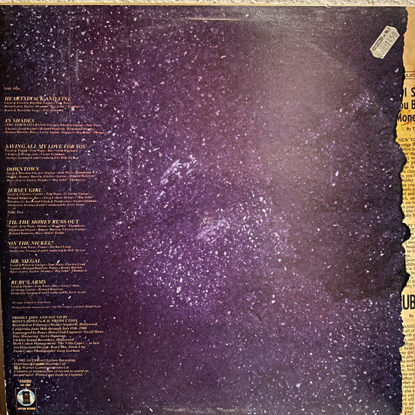 Image of Back Cover of LP - VG+/VG - TOM WAITS, Heartattack And Vine (Asylum Records; K 52252, UK 1980, Inner, Translucent Purple vinyl), , Listed as a misprint on Discogs but nothing is misprinted. Also listed as 'dark brown' when it's translucent purple. Light hairlines and very light edgewear. - 2226039E