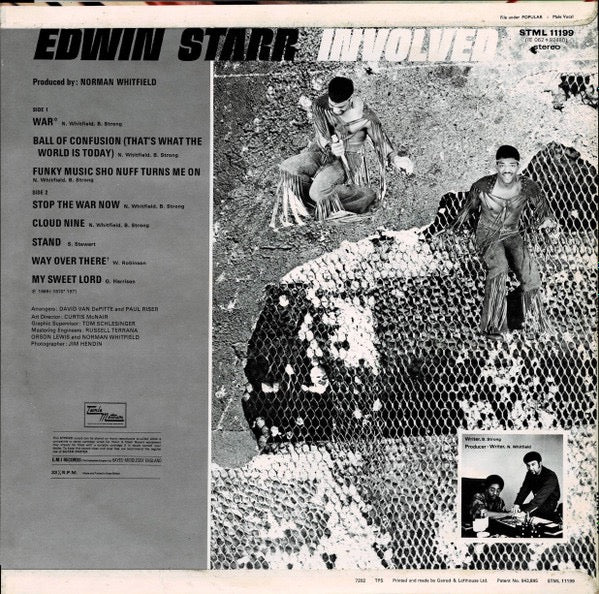 Image of Back Cover of LP - VG/VG - EDWIN STARR, Involved (Tamla Motown; STML 11199, UK 1972, Laminated Flipback Sleeve), Light marks. Light creasing on sleeve.,  - 3326269E