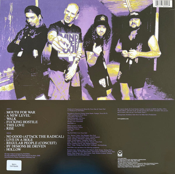 Image of Back Cover of LP - NEW/NEW - PANTERA, Vulgar Display Of Power (Rhino Records; RCV1 91758, Europe 2021 Reissue, Inner, White & True Metal Grey Marbled Vinyl), ,  - 2416254C
