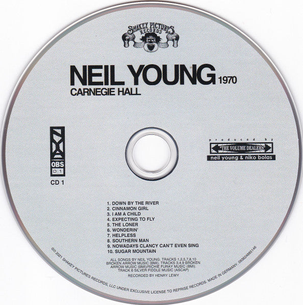 Image of Label Cover of 2xCD - VG+/VG+ - NEIL YOUNG, Carnegie Hall 1970 (Shakey Pictures Records; 093624885146, Worldwide 2021, Card Sleeve), ,  - 2636004E