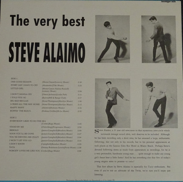 Image of Back Cover of 3145060S: LP - STEVE ALAIMO, The Very Best (Teenager Records; TEENAGER 606, Denmark 1990) Strong VG+.  VG+/VG+
