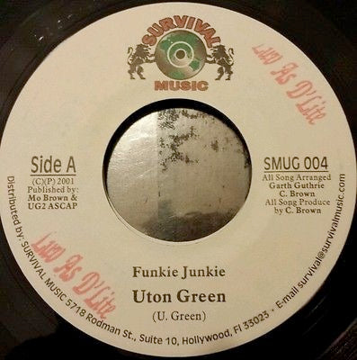 Image of Front Cover of 3115155C: 7" - UTON GREEN, Funkie Junkie (Survival Music; SMUG 004, US 2001)   /VG+