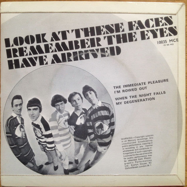 Image of Back Cover of 3125177E: 7" EP - THE EYES, The Arrival Of The Eyes (Mercury; 10035 MCE, UK 1966) No scratches. Vinyl has some minor streaky pressing marks that don't sound. Sleeve has one crease in top left and a little ringwear. Playback is perfect.  VG/VG+