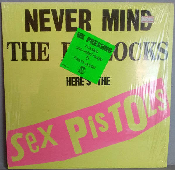 Image of Front Cover of 3025293E: LP - SEX PISTOLS, Never Mind the Bollocks (Virgin Blue & White; V2086, UK 1977, No Poster, 11 Titles on Sleeve, One Sided Submission 7", No Shrinkwrap or Sticker, A3, B1 Matrix) Lovely Copy - Very Strong VG+, Some Slight Staining To Sleeve  VG+/VG+
