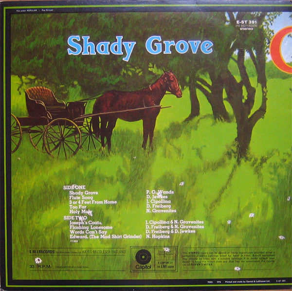 Image of Back Cover of LP - VG/VG+ - QUICKSILVER, Shady Grove (Capitol; E-ST 391, UK 1970, Laminated Sleeve), Spine Damage, Company Inner,  - 3226437E