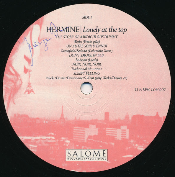 Image of Label Cover of 3115241C: LP - HERMINE, Lonely At The Top (Salom� Discs; LOM 002, UK 1984)   VG+/VG+