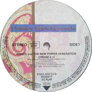 Image of Label Cover of 12" - VG/VG - PRINCE AND THE NEW POWER GENERATION, Cream (Warner Bros. Records; 9362-40213-0, Europe 1991), Sleeve has bent corner, some wear and creasing,  - 4016487C