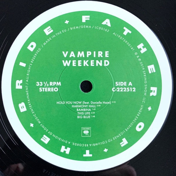 Image of Label Cover of 2xLP - VG/VG - VAMPIRE WEEKEND, Father Of The Bride (Columbia; 19075930141, Europe Reissue, Gatefold, Poster), Sleeve has light ring wear.,  - 4216654C