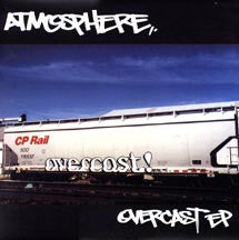 Image of Back Cover of 12" - VG/G+ - ATMOSPHERE, Overcast! EP (Rhymesayers Entertainment; RS61202-1, US 2000 Reissue), Record has very slight warp. Sleeve worn and creased (particularly at edges),  - 3115338C