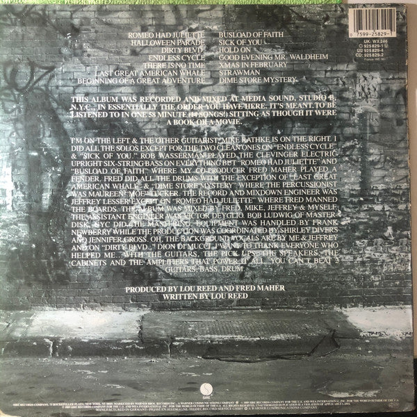 Image of Back Cover of LP - VG/VG - LOU REED, New York (Sire; 925 829-1, Europe 1989, Inner & Translated Insert, Only 1988 Mentioned In The Publishing Text On Labels), ,  - 2716149C