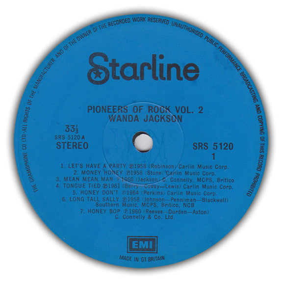 Image of Label Cover of 3115353C: LP - WANDA JACKSON, Pioneers Of Rock. Vol 2 (Starline; SRS 5120, UK 1972, Laminated Front Sleeve)   VG/VG+