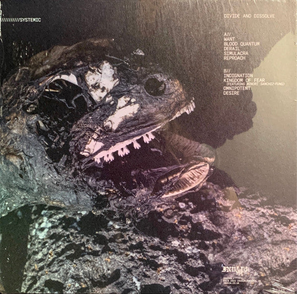 Image of Back Cover of LP - EX/EX - DIVIDE AND DISSOLVE, Systemic (Invada Records; INV299LP, UK 2023, Textured Sleeve, Insert, Transparent Blue Vinyl), Opened Instore, Still In Shrinkwrap,  - 1446237S