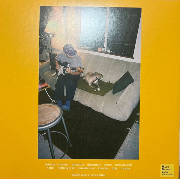 Image of Back Cover of LP - NEW/NEW - MAC DEMARCO, Guitar (Mac's Record Label; 8704399893, US 2025, Gatefold, Indie Exclusive, Transparent Orange Vinyl), ,  Guitar  is the first studio album from Mac DeMarcosince 2019 s  Here Comes The Cowboy . Following the two most recent releases - the 199-track  One Wayne G  and the instrumental, tour-inspired collection  Five Easy Hot Dogs ,  Guitar  features 12 new songs written, performed andrecorded by Mac between November 16th-28th in 2024 at his home studio in L