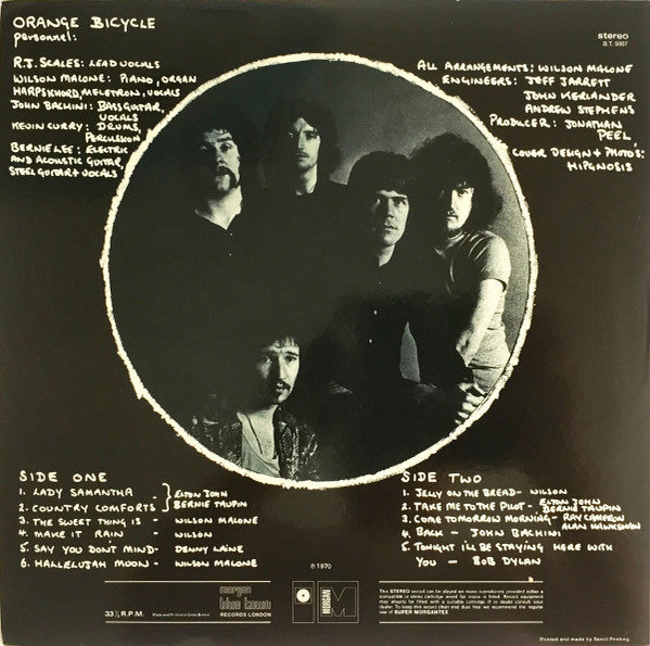 Image of Back Cover of 3245057S: LP - ORANGE BICYCLE, Orange Bicycle (Morgan Blue Town; B.T. 5007, UK 2010 Reissue, Orange Vinyl, NO Record Collector Certificate)   VG+/VG+