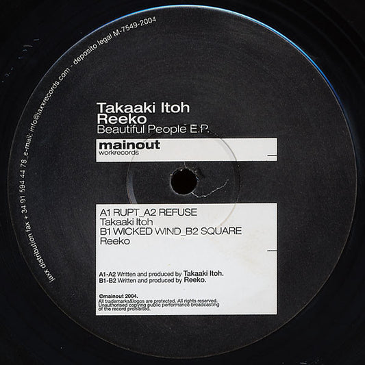 Image of Front Cover of 12" - /VG - TAKAAKI ITOH / REEKO, Beautiful People E.P. (Mainout; MO.06, Spain 2004), , Heavy, distorted and tricky cuts for the floor.  - 3225076E
