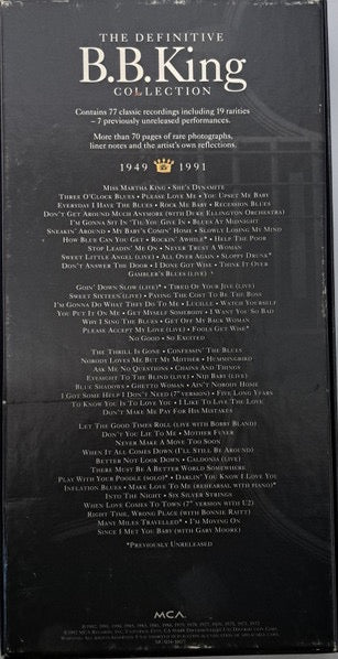 Image of Back Cover of 4xCD - VG/VG+ - B.B. KING, King Of The Blues (MCA Records; MCAD4 10677, US 1992, Box Set NO Barcode, Booklet, MFD BY JVC), NO merch sheet.,  - 3416370C