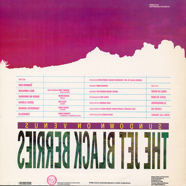 Image of Back Cover of 2xLP - VG/VG+ - THE JET BLACK BERRIES, Sundown On Venus (Pink Dust; E-1117, US 1984, Single Sided ), Sleeve has a light crease,  - 3215111C