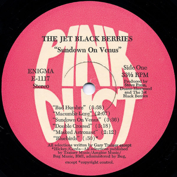 Image of Label Cover of 2xLP - VG/VG+ - THE JET BLACK BERRIES, Sundown On Venus (Pink Dust; E-1117, US 1984, Single Sided ), Sleeve has a light crease,  - 3215111C