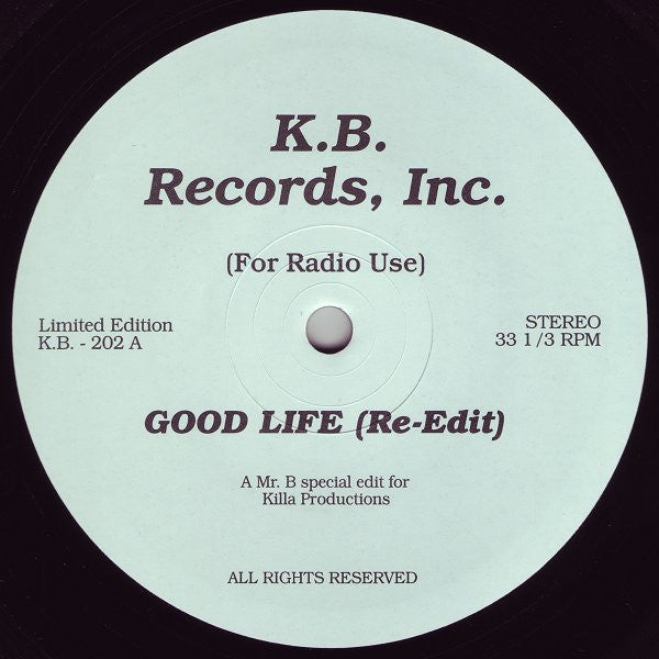 Image of Front Cover of 12" - /VG - KILLA PRODUCTIONS, Good Life / Give It Up (Re-Edits) (K. B. Records Inc.; K.B. - 202, UK 2004), , Sort of edits like the label states, but really remixes. Great ammo.A side samples "Good Life" from Inner City. B side samples "Give It Up" by The Good Men. - 3225085E