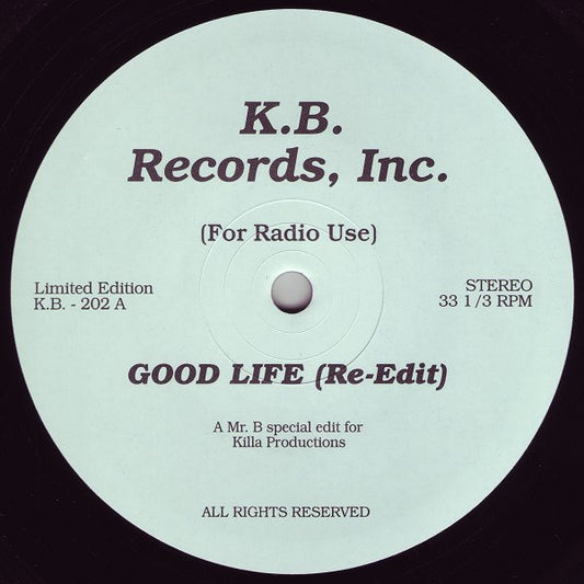 Image of Front Cover of 12" - /VG - KILLA PRODUCTIONS, Good Life / Give It Up (Re-Edits) (K. B. Records Inc.; K.B. - 202, UK 2004), , Sort of edits like the label states, but really remixes. Great ammo.A side samples "Good Life" from Inner City. B side samples "Give It Up" by The Good Men. - 3225085E