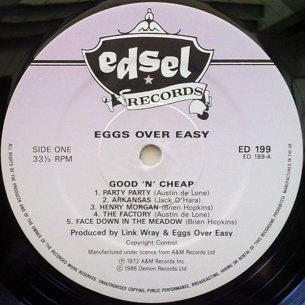 Image of Label Cover of LP - VG/VG+ - EGGS OVER EASY, Good 'N' Cheap (Edsel Records; ED 199, UK 1986 Reissue, Inner), Edge Wear,  - 3845322S