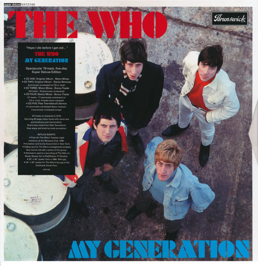Image of Front Cover of 3215277C: 5xCD - THE WHO, My Generation (Brunswick; 5372740, Europe 2016 Reissue, Box Set, 80-Page Book, Inserts, 2 Posters, Remastered) SEALED In Stickered Shrinkwrap  M/M