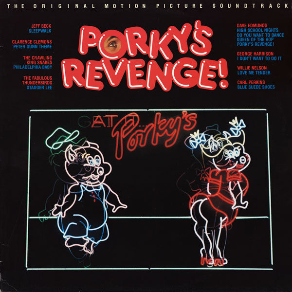 Image of Front Cover of 3215455C: LP - VARIOUS, Porky's Revenge! (CBS; CBS 70265, Europe 1985) Gold promo stamped sleeve.  VG/VG+