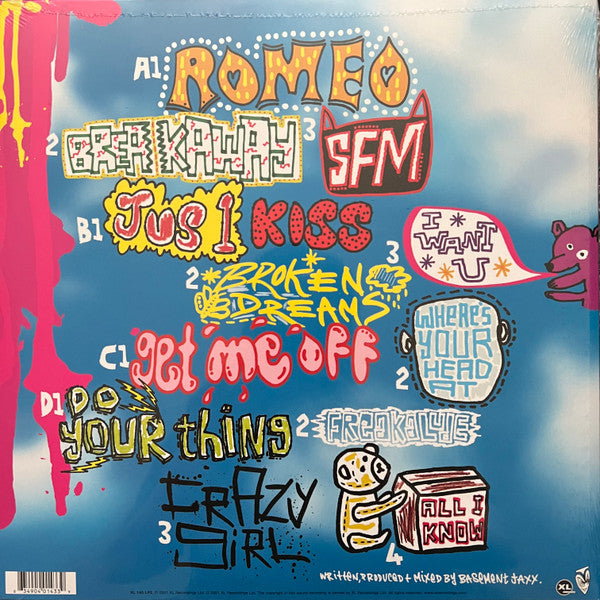 Image of Back Cover of 2xLP - NEW/NEW - BASEMENT JAXX, Rooty (XL Recordings; XL143LP2,  2022 Reissue, Gatefold, 2 Inners, Pink and Blue Vinyl), ,  - 2716460C