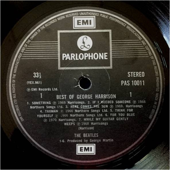 Image of Label Cover of LP - VG+/VG+ - GEORGE HARRISON, The Best Of George Harrison (EMI; PAS10011, UK 1976, Inner), ,  - 4026197E