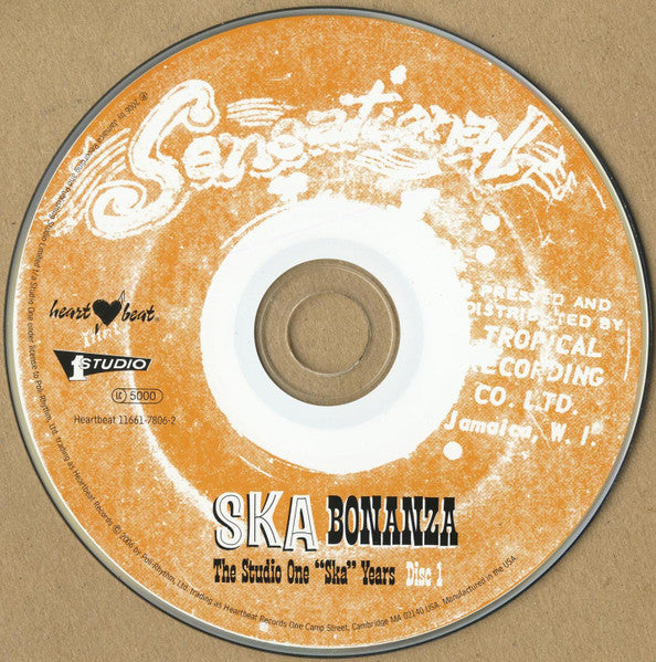 Image of Label Cover of 2xCD - VG+/VG - VARIOUS ARTISTS, Ska Bonanza: The Studio One "Ska" Years (Heartbeat Records; HEARTBEAT 11661-7805-2, US 2006, Card Slipcase with Jewel Case inside), ,  - 2916240C