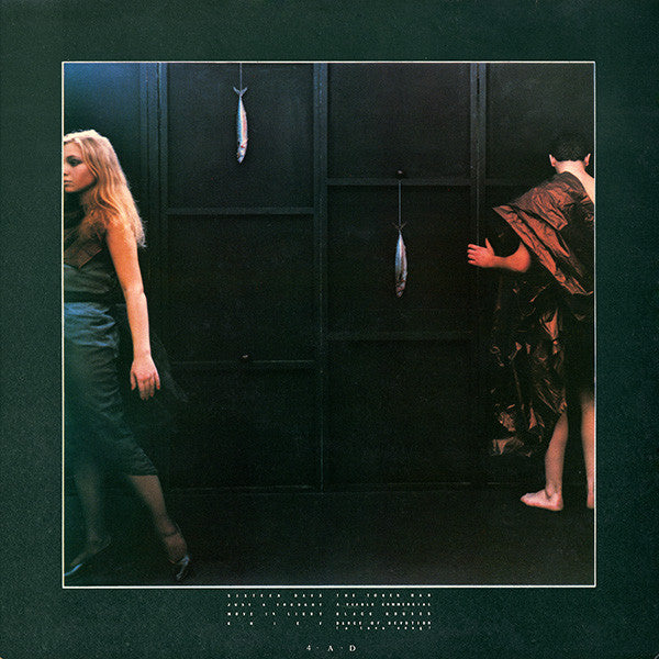 Image of Back Cover of LP - VG/G - MODERN ENGLISH, Mesh and Lace (4AD; CAD105, UK 1981, Dark Green, Inner With 4 A D's Address), Covered in marks, plays ok though. Worn sleeve, split inner.,  - 2716181C