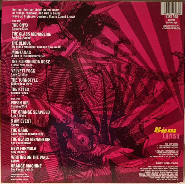 Image of Back Cover of LP - VG+/VG+ - VARIOUS, Rubble Ten (Professor Jordan's Magic Sound Show) (Bam-Caruso Records; KIRI 098, UK 1988, Inner), ,  - 3026064E