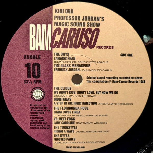Image of Label Cover of LP - VG+/VG+ - VARIOUS, Rubble Ten (Professor Jordan's Magic Sound Show) (Bam-Caruso Records; KIRI 098, UK 1988, Inner), ,  - 3026064E