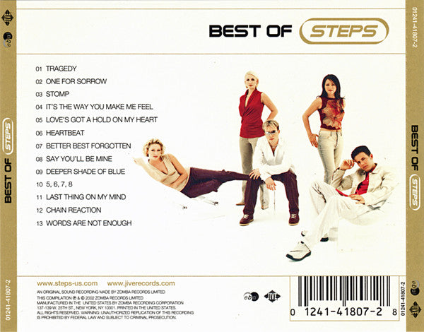 Image of Back Cover of 3215618C: CD - STEPS, Best Of Steps (Ebul; 01241-41807-2, US 2002, Jewel Case, Booklet) Clean copy, Hype stickered case  VG+/EX