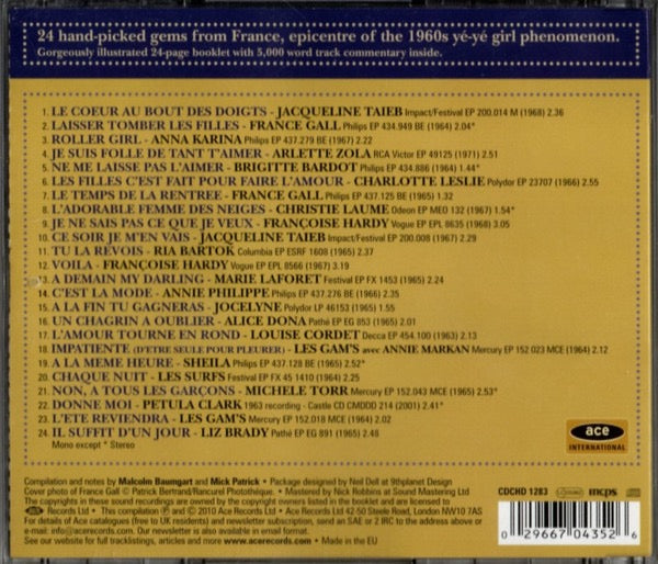 Image of Back Cover of CD - VG+/VG+ - VARIOUS, C'est Chic! (French Girl Singers Of The 1960s) (Ace; CDCHD 1283, Europe 2010, Jewel Case), ,  - 4216657C
