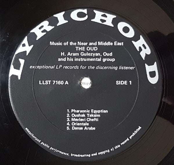 Image of Label Cover of LP - VG/VG - H. ARAM GULEZYAN AND HIS INSTRUMENTAL GROUP, The Oud: Music Of The Near And Middle East (Lyrichord; LLST 7160, US 1966), ,  - 2826191E