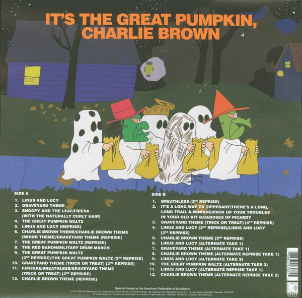 Image of Back Cover of LP - NEW/NEW - VINCE GUARALDI TRIO, It's A Great Pumpkin, Charlie Brown (Craft Recordings; 7243685, US 2025 Reissue, Stickered Plastic Sleeve, Pumpkin-Shaped Orange Vinyl), ,  - 4135193E