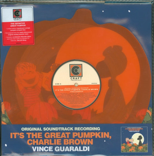 Image of Front Cover of 4615822C: LP - VINCE GUARALDI TRIO, It's A Great Pumpkin, Charlie Brown (Craft Recordings; 7243685, US 2025 Reissue, Stickered Plastic Sleeve, Pumpkin-Shaped Orange Vinyl)   NEW/NEW