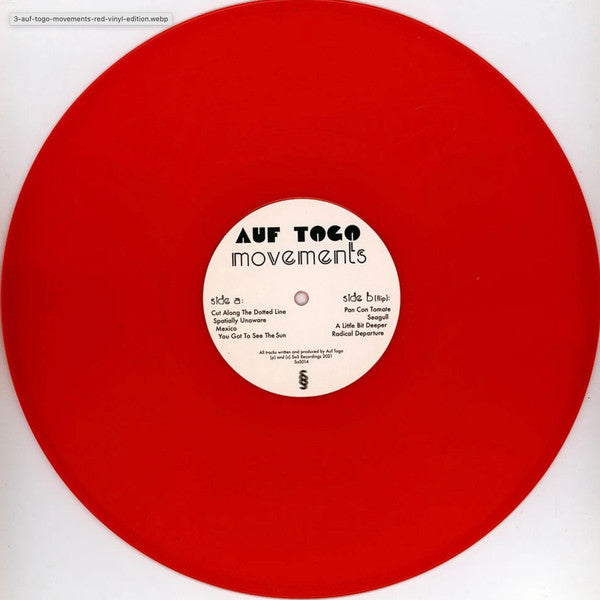 Image of Label Cover of LP - VG+/VG+ - AUF TOGO, Movements (SaS Recordings; SaS014, UK 2021, Red Vinyl), ,  - 3325015E