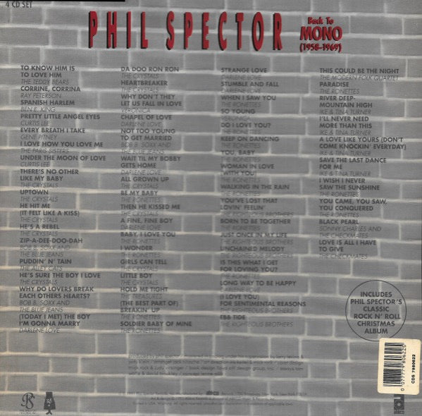 Image of Back Cover of 4xCD - VG+/VG+ - PHIL SPECTOR, Back To Mono (1958-1969) (EMI; 7118-2, Europe 1991, Box Set, Booklet, Badge), ,  - 3416214C