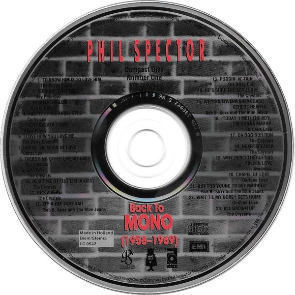Image of Label Cover of 4xCD - VG+/VG+ - PHIL SPECTOR, Back To Mono (1958-1969) (EMI; 7118-2, Europe 1991, Box Set, Booklet, Badge), ,  - 3416214C