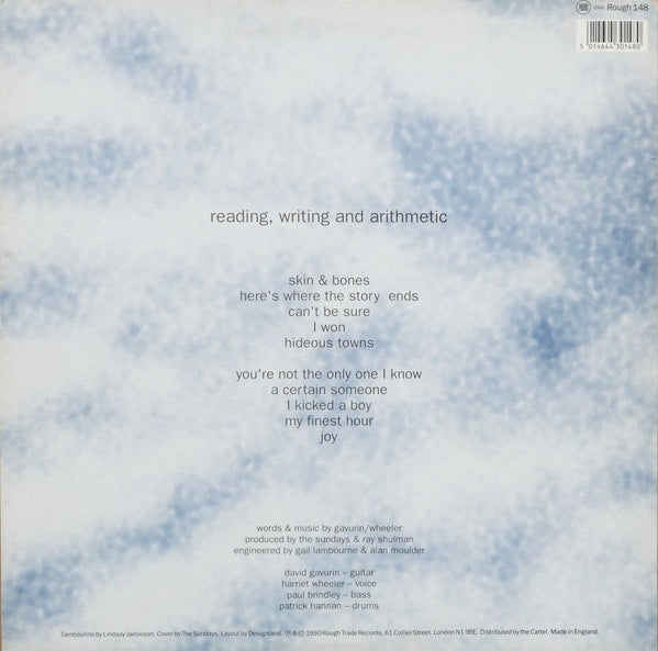 Image of Back Cover of 5124302E: LP - THE SUNDAYS, Reading, Writing And Arithmetic (Rough Trade; Rough 148, UK 1990, Black Inner)   EX/EX